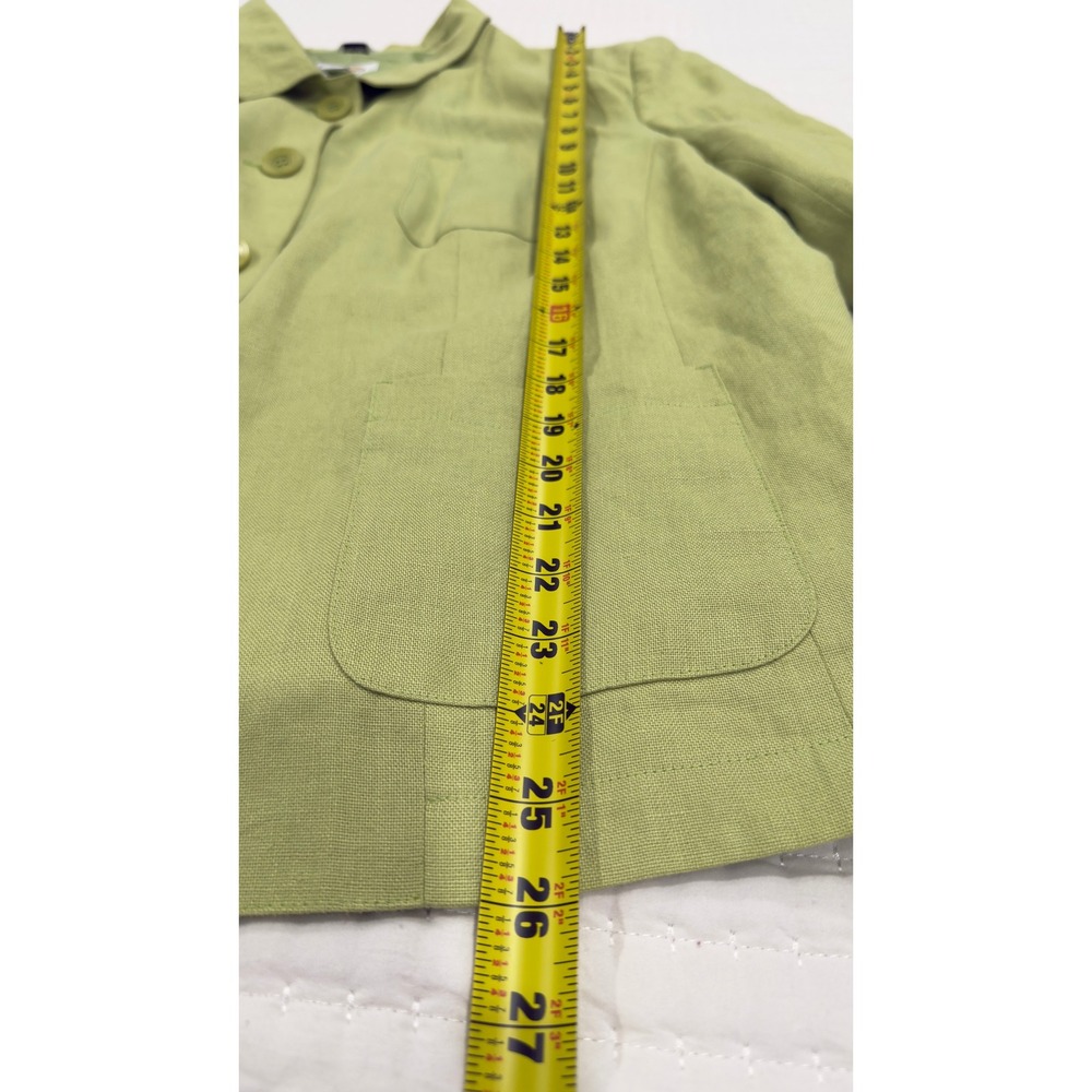 Talbots Woman Lime Green 100% Irish Linen Button Front Blazer Jacket 20W - Picture 9 of 11